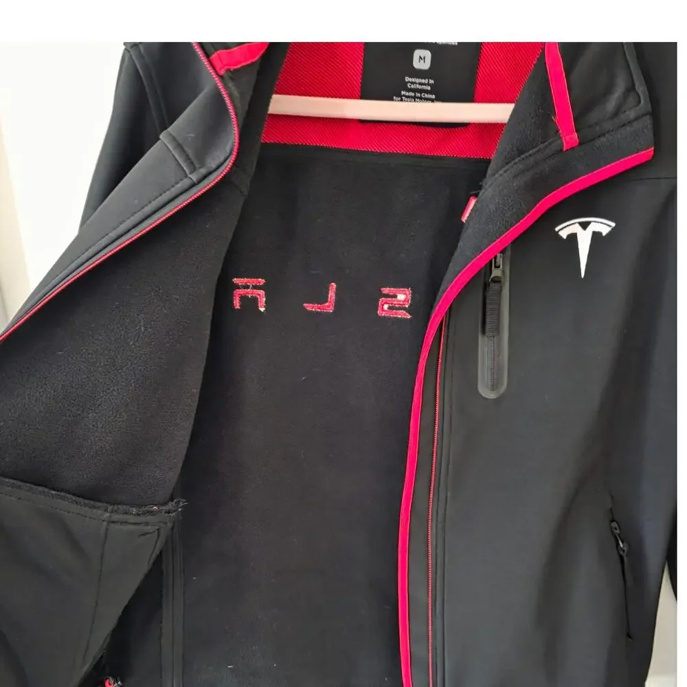 Tesla Corporate Softshell Full-Zip Black/Red Jacket Size Medium